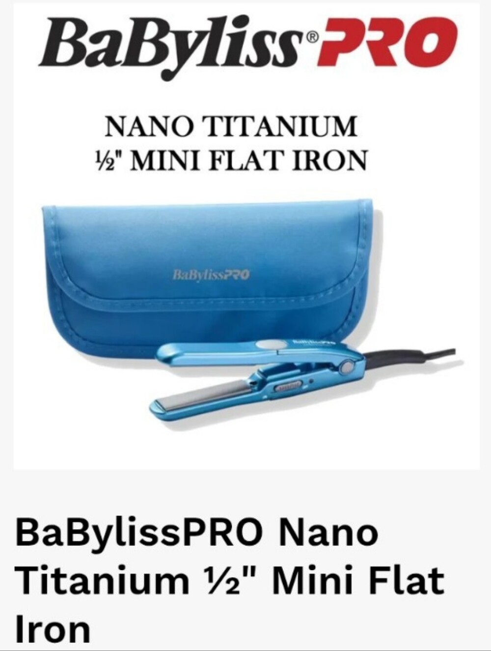 BaByliss Portable Nano Titanium Flat Iron & Travel Pouch